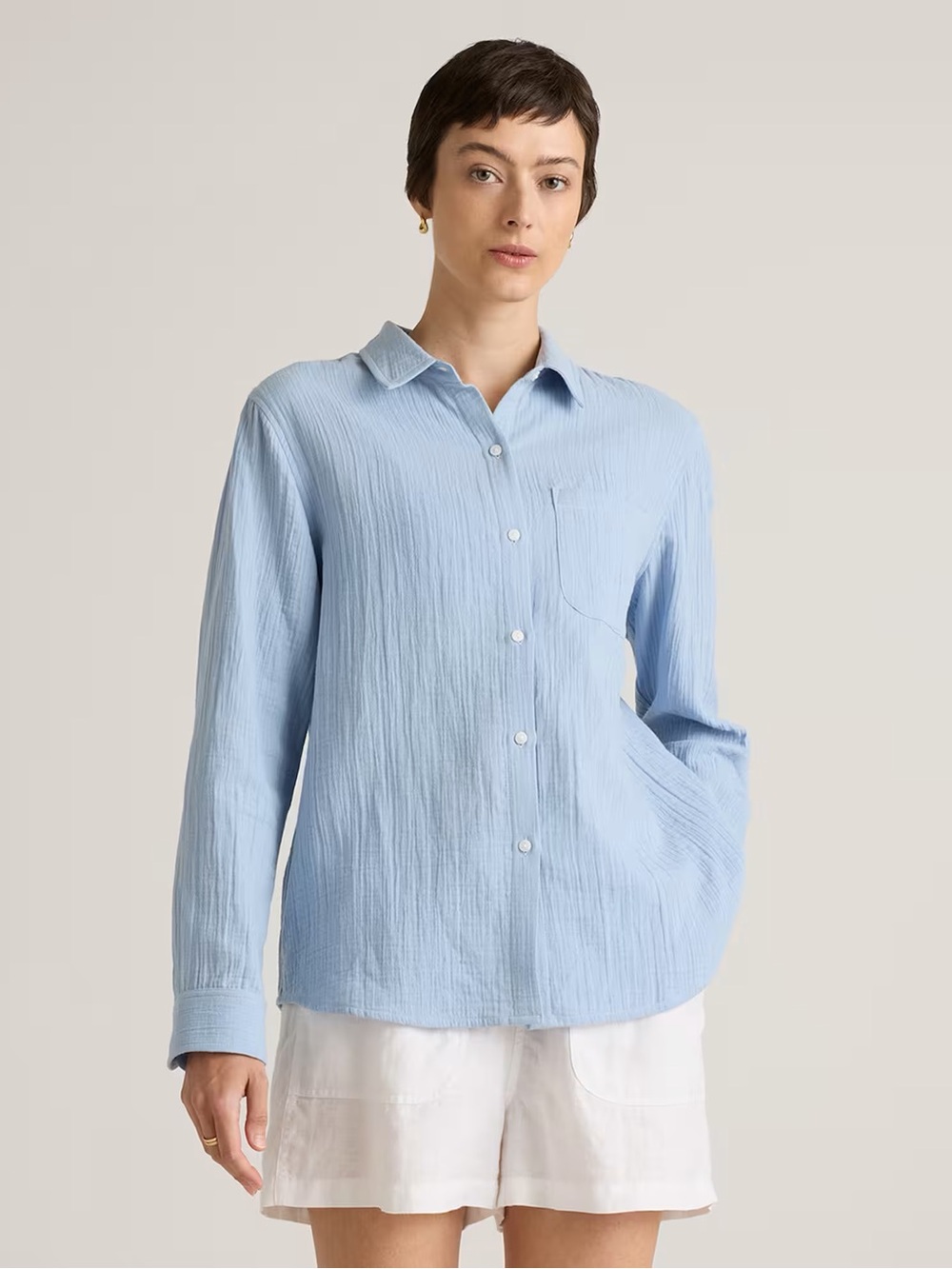 Quince 100% Organic Cotton Gauze Long Sleeve Shirt
